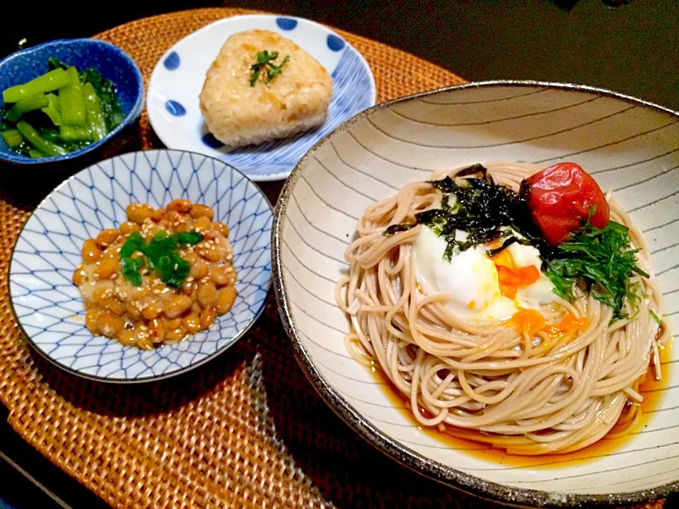 温玉ざる蕎麦&生姜飯にぎり定食♪|Nonさん