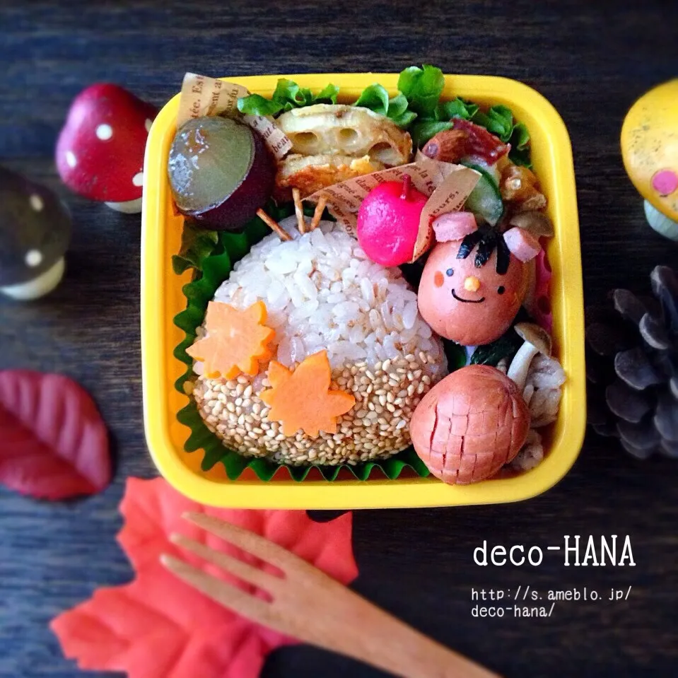 栗は入っていないけど、栗のおにぎり子ども弁当|さとみ (satomi_foodart)さん