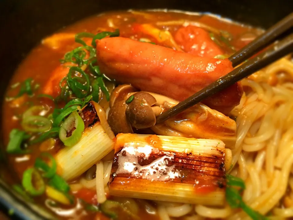 ソーセージとキノコのスパイシートマトカレー温めん5|半田手延べそうめんの店 阿波や壱兆さん