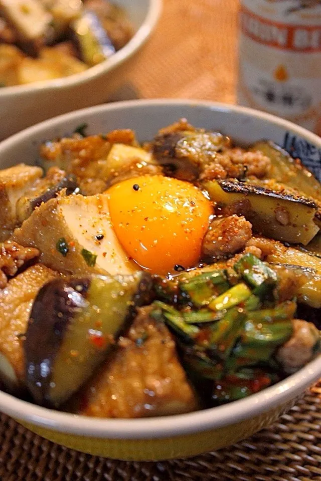 茄子と厚揚げ豆腐の紫蘇味噌炒め…丼|はさん