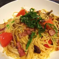 20150930 Pasta Bacon Tomamo Mashroom etc|AKKさん