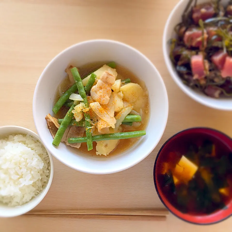 肉じゃがと昆布マグロ和えランチ|きよたさん