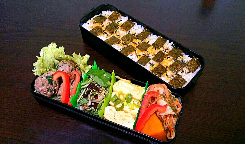 旦那弁当☆ニラ豚団子の和食弁♪|pikyuさん