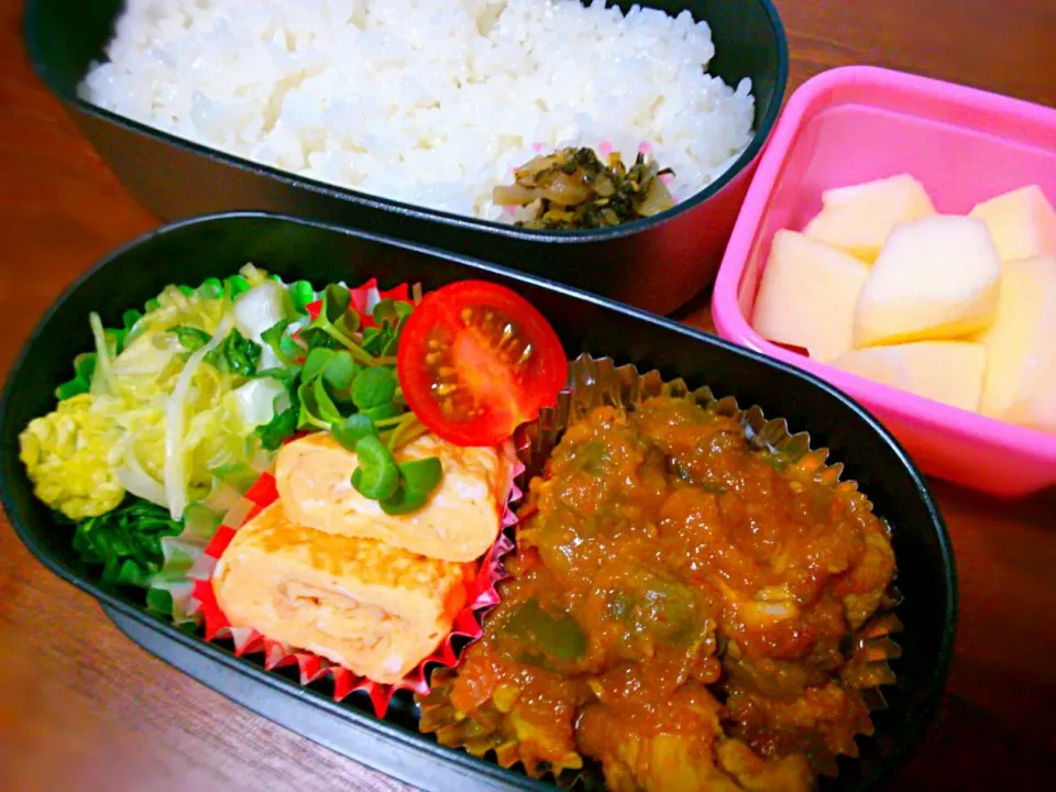 Snapdishの料理写真:ごはん
すぐきのお漬物
砂肝のカレー
たまごやき
白菜と水菜の浅漬
ミニトマト
りんご|みっちっちさん