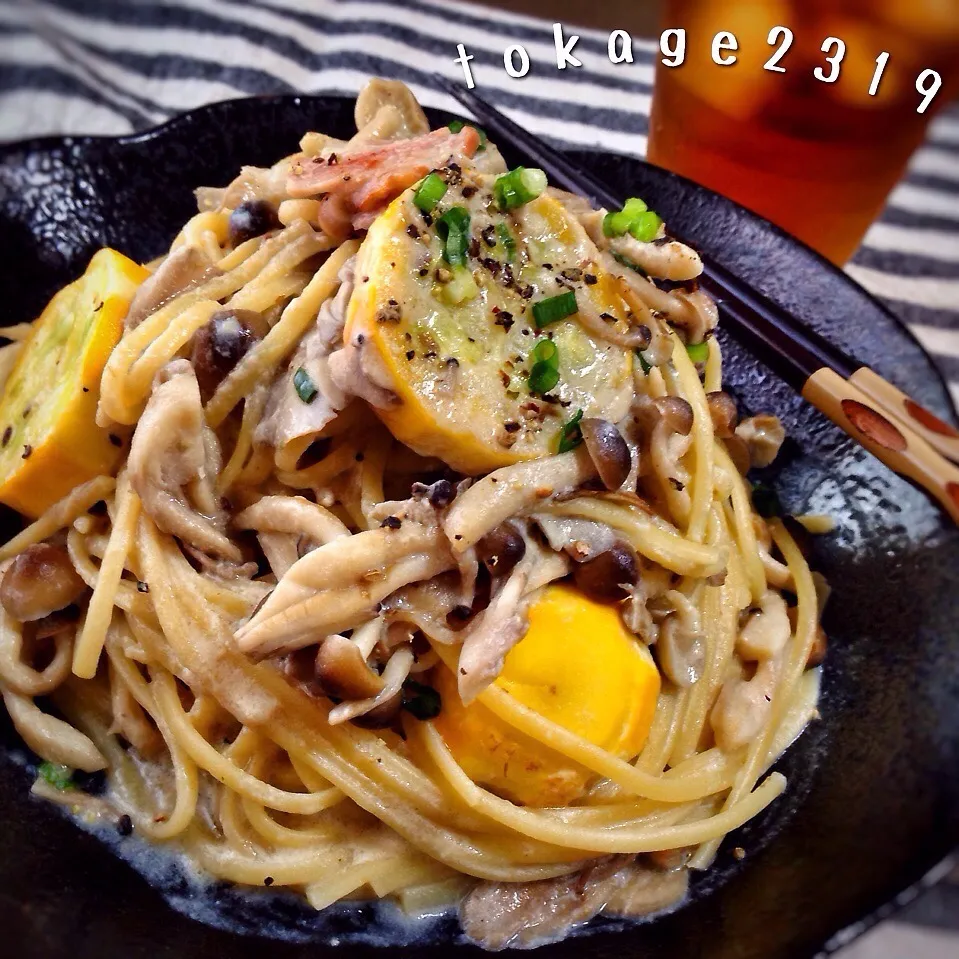 Snapdishの料理写真:ズッキーニとキノコの秋パスタ|とかげ2319さん