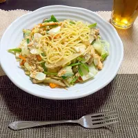 Snapdishの料理写真:鮭フレークパスタ|ぴろろさん