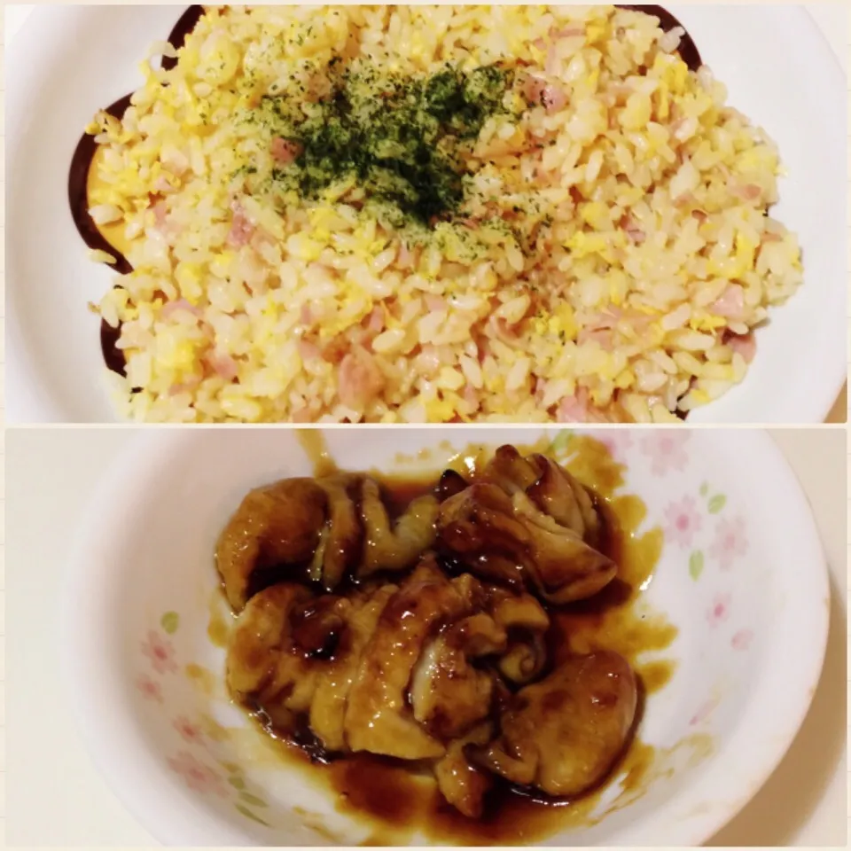 パラパラ炒飯&鶏皮焼き鳥❤︎簡単晩ごはん|Makinsさん