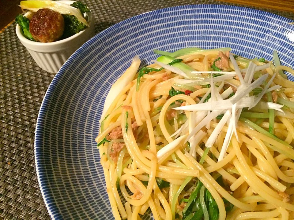 水菜とツナのパスタ|たんたんさん