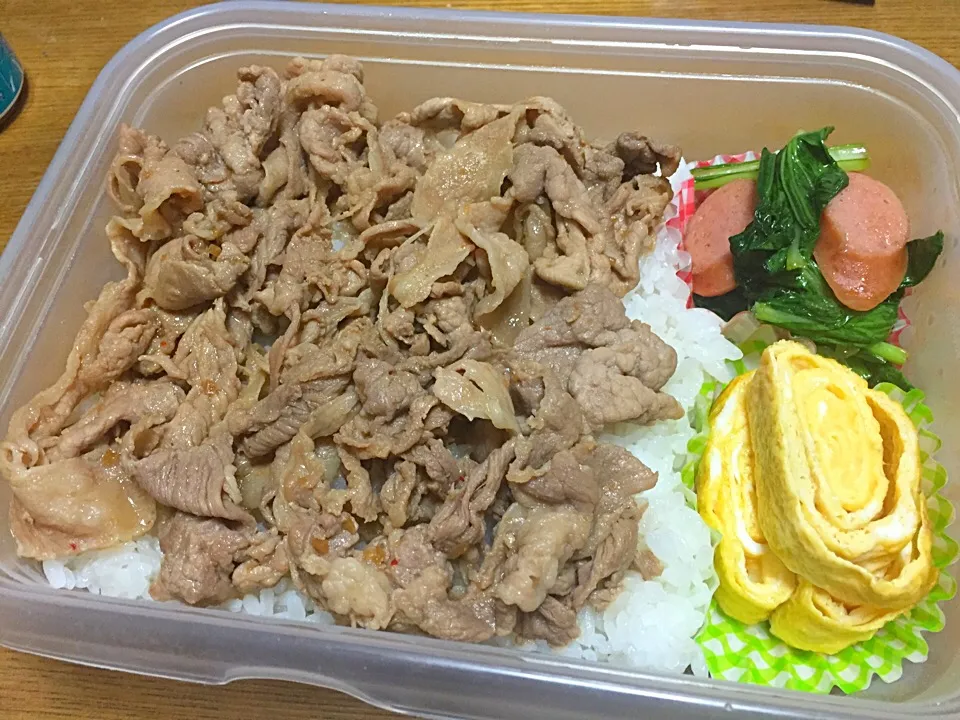 Snapdishの料理写真:豚生姜焼き丼のリクエストいただきました喜んでー！弁当|ちもこさん