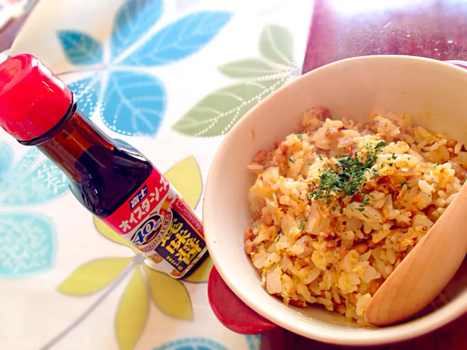 Snapdishの料理写真:納豆チャーハン☆ごま油とオイスターソースの香り|あやさん