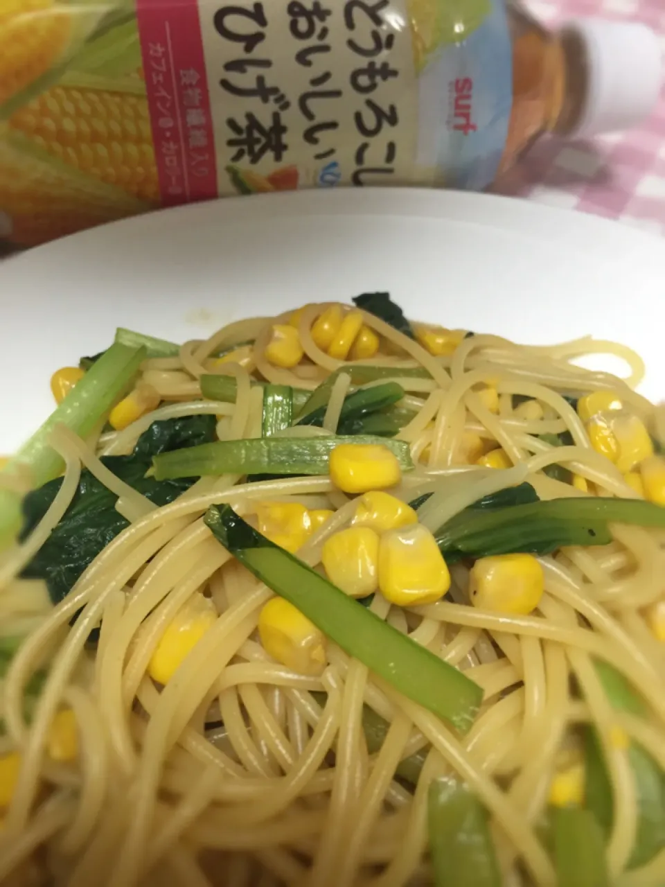 ひげ茶で小松菜和風パスタ|ともさん