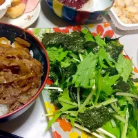 Snapdishの料理写真:田中徳徳さんの、水菜と焼き海苔サラダ💕(＾ｰ^)ノ美味しいですよ