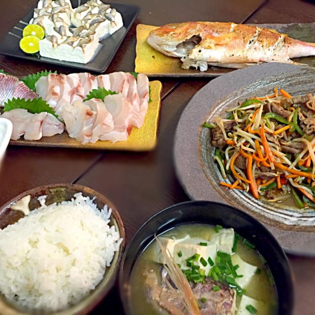 いつもの晩御飯意外と和の僕です笑/Tedo's Kitchen Okinawa SnapDish[スナップディッシュ] (IDryDrXa)