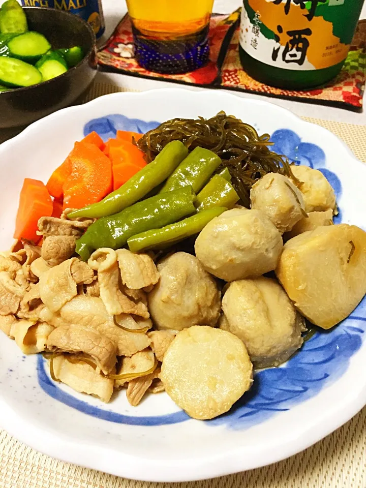 里芋と豚肉、昆布の煮物|ほっけまんさん