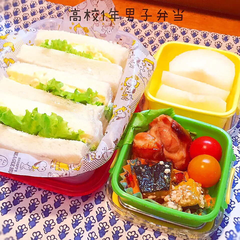 高1男子弁当☆たまごサンド弁当|のりころさん