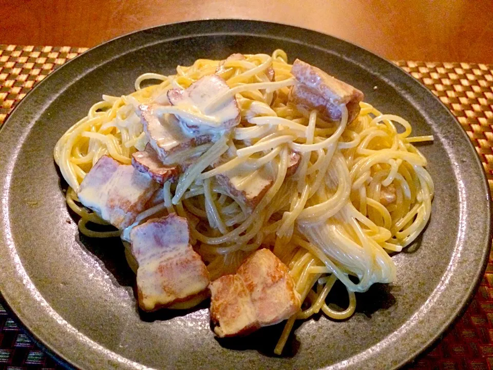 Bacon Curry Cream pasta🍼ﾍﾞｰｺﾝのｶﾚｰｸﾘｰﾑﾊﾟｽﾀ|🌈Ami🍻さん