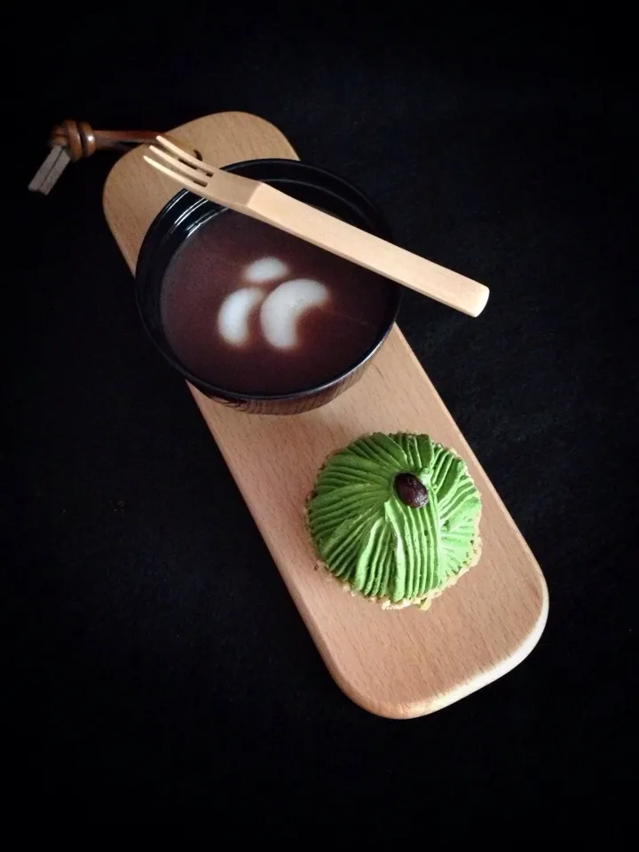 Matcha Mont Blanc from 辻利兵衛 Tsujirihei. Homemade ぜんざい|coxiella24さん