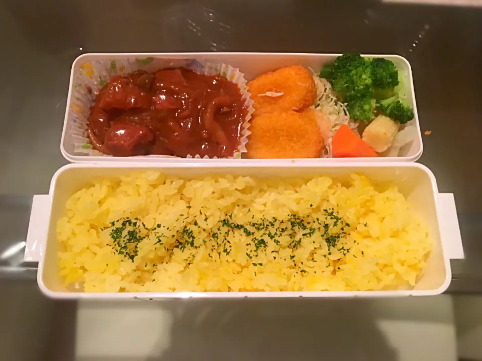 Snapdishの料理写真:10/5お弁当 夜の残り物|えこさん