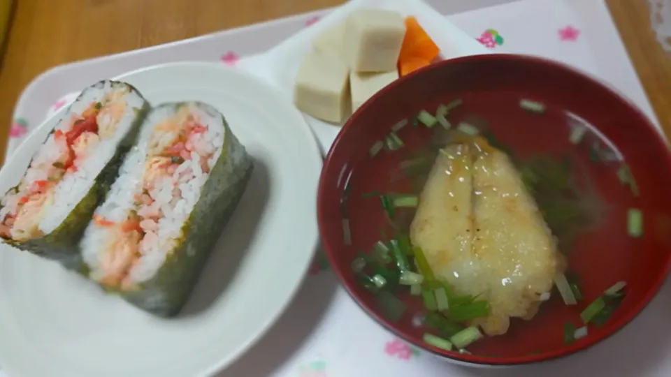 おにぎらず★キスの吸い物★高野豆腐|あぁちゃんさん