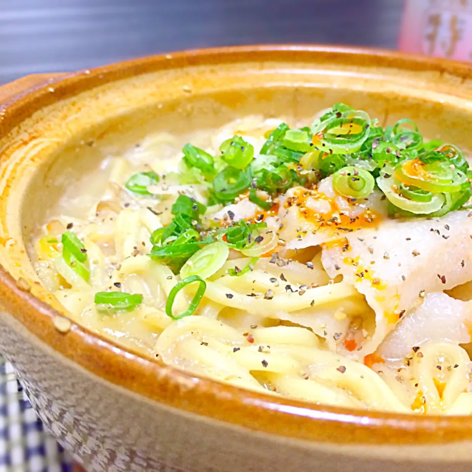 Snapdishの料理写真:さくら🐼♥︎の料理 もやしと豚バラのこくうまゴマ味噌スープ◡̈♥︎|さくらさん