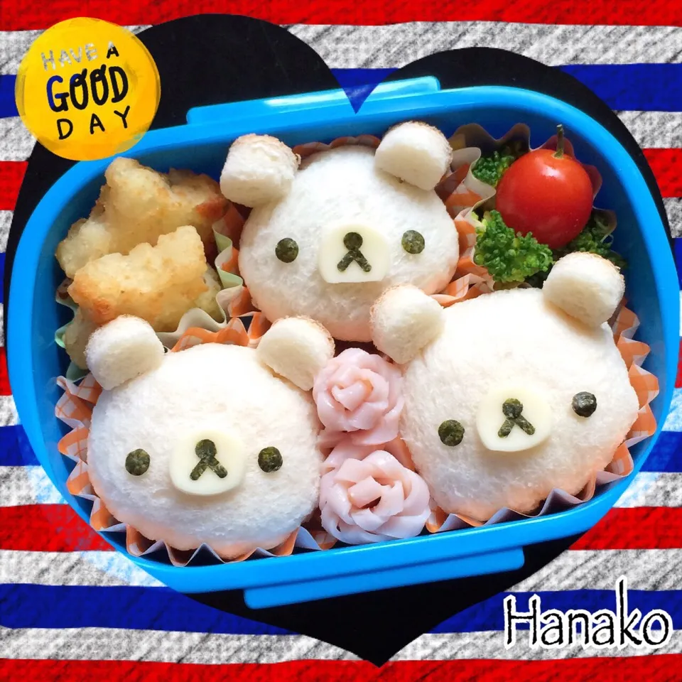 まん丸シロクマくんサンドイッチ弁当|hanakoさん