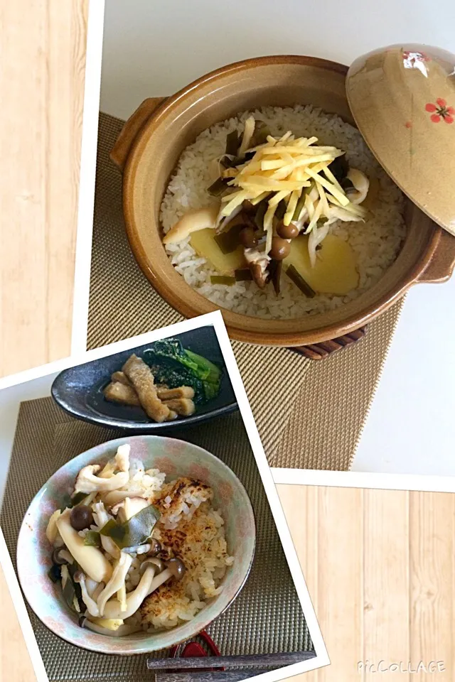 Snapdishの料理写真:土鍋で炊き込み！
🍁新生姜とキノコの炊き込みご飯🍁|Ｍako☺︎さん