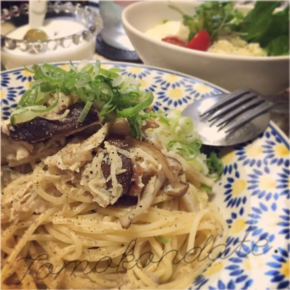 いなばのとりささみ缶できのこたっぷりパスタ🍴♡|🇯🇵ともこちゃん。さん