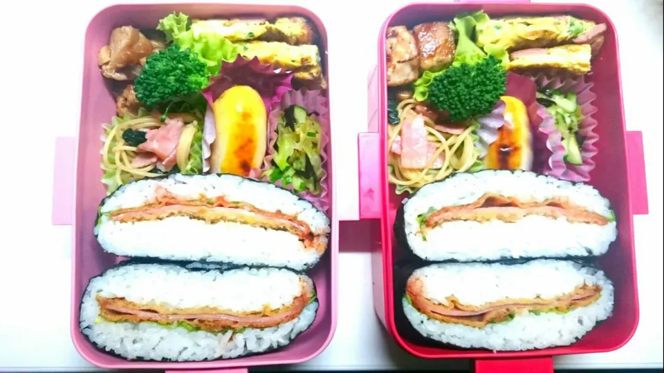 Snapdishの料理写真:高校生娘2人のある日のお弁当3|きなこママさん