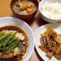 Snapdishの料理写真:かれいの煮付け、豚汁|natsuさん