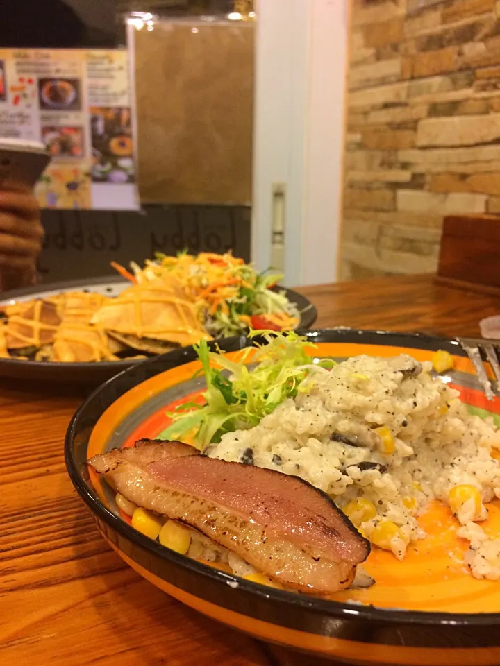 Smoked Duck Breast Cheese Risotto & Chicken Tortillas|willklhさん