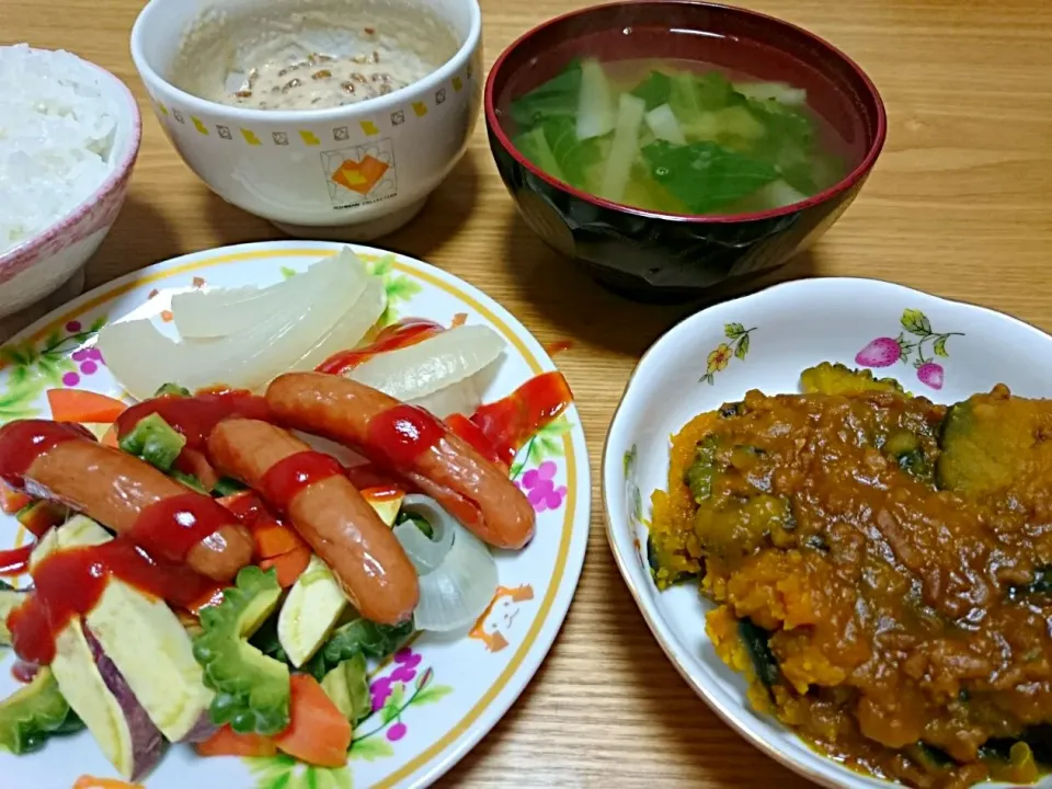 ゴーヤとカボチャの煮物と蒸し野菜|Shinji Matsuokaさん