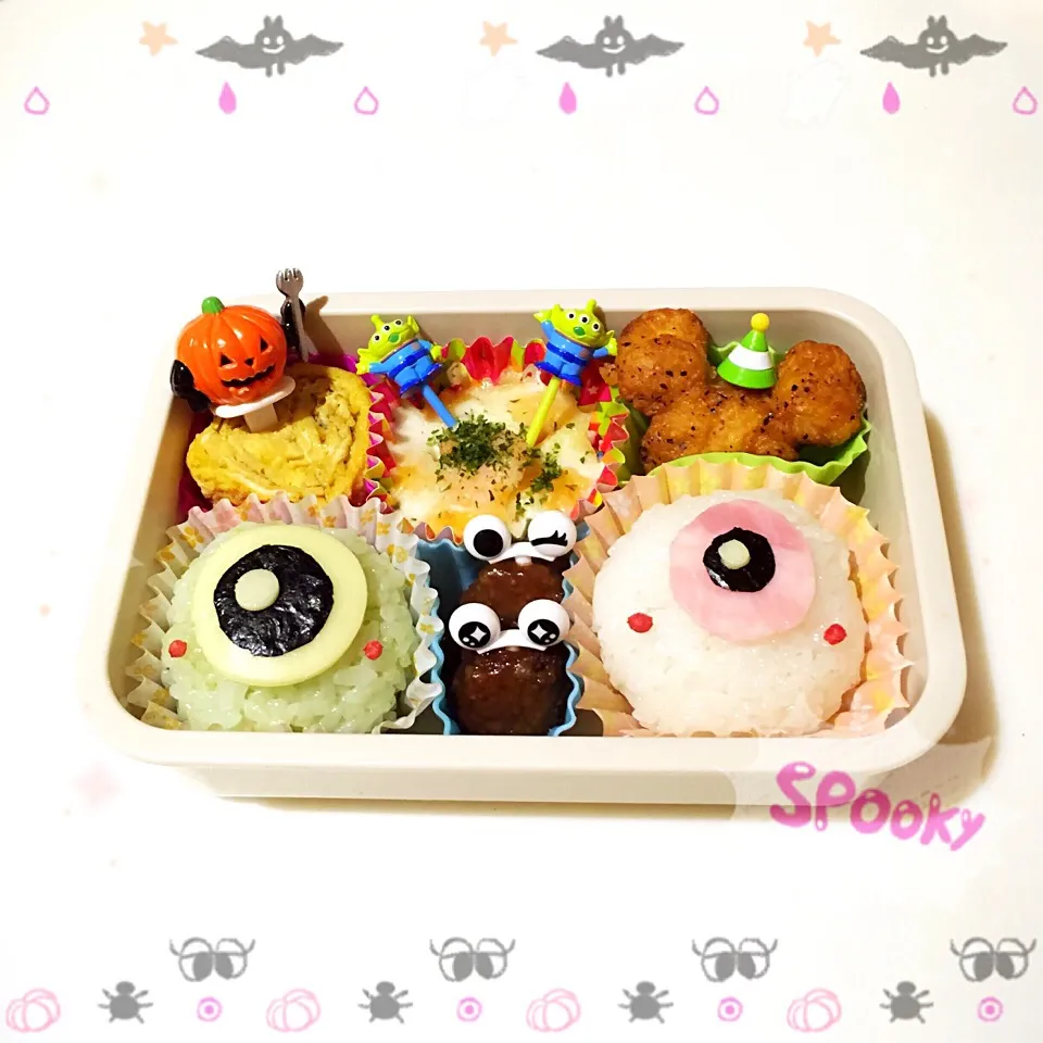 Snapdishの料理写真:ハロウィン❤︎目玉おやじ&マイクにぎり弁当|Makinsさん