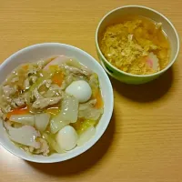 Snapdishの料理写真:中華丼と卵スープ|スカイさん