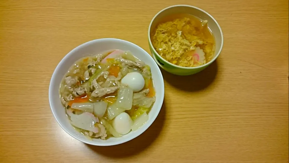 中華丼と卵スープ|スカイさん