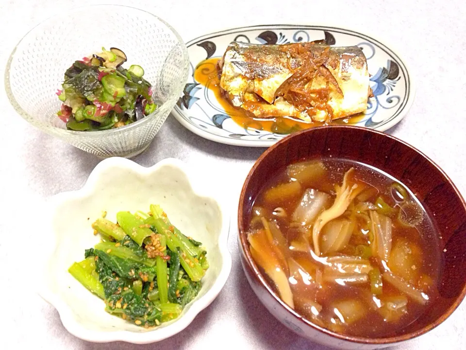 Snapdishの料理写真:鯖の味噌煮の晩ご飯|Orie Uekiさん