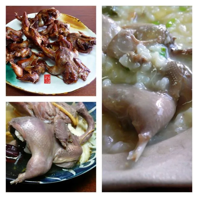 fried quail/quail in herbal broth/quail porridge|steven z.y.さん