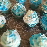 Snapdishの料理写真:blue vanilla cupcake with blue and white vanilla icing|Tanisha Turnerさん