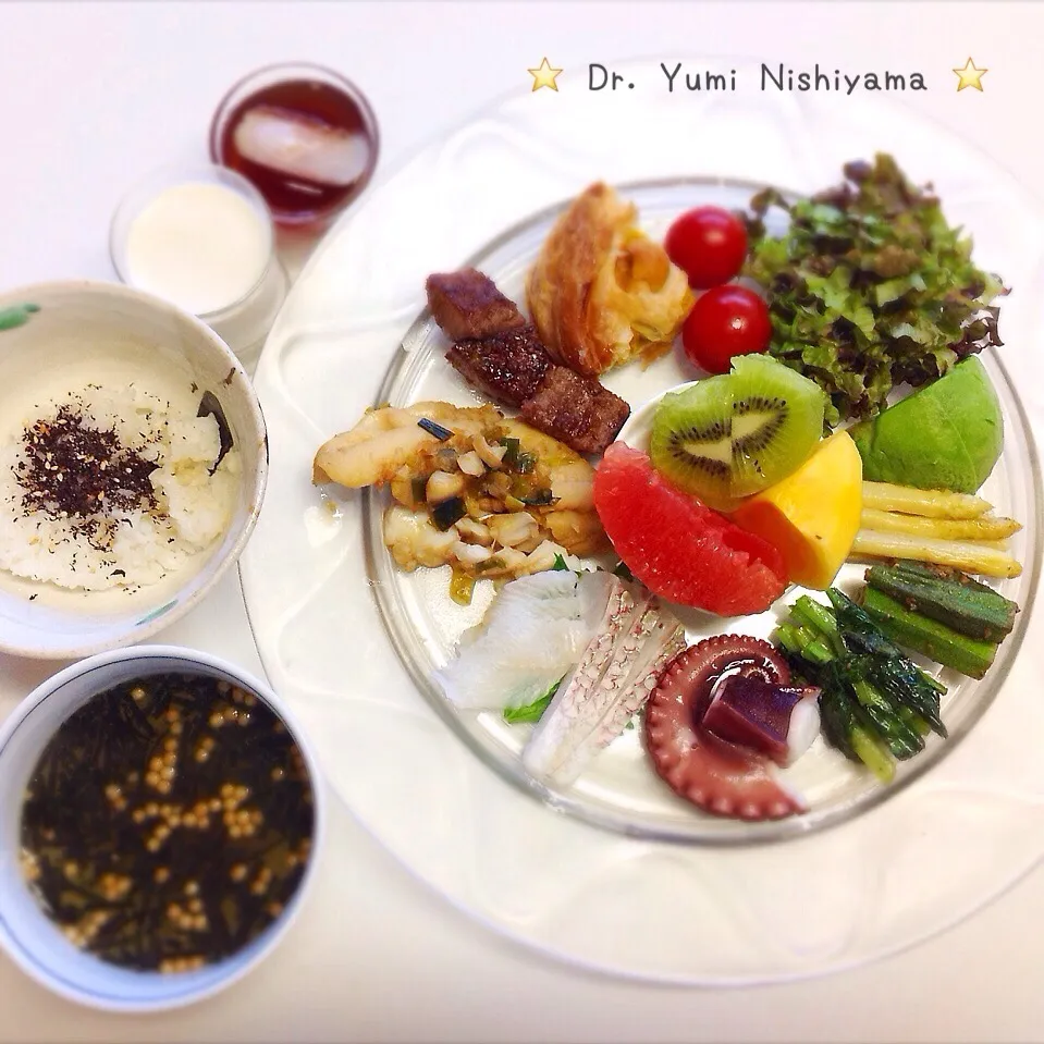 Snapdishの料理写真:今日の「ドクターにしやま由美式ダイエットプレート」のご紹介です‼️|ドクターにしやま由美式時計回りダイエットプレートさん