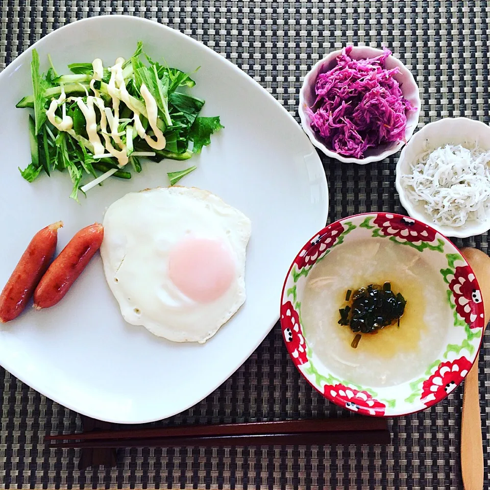 Snapdishの料理写真:鶏中華粥で朝ごはん|チップさん