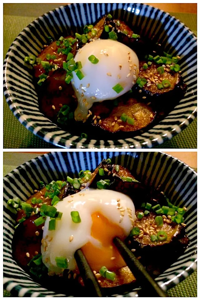 Snapdishの料理写真:MMasahiro's Teriyaki bowl of egg&eggplant🍻もっちぃさんの茄子の照り玉どぉ〜んw|🌈Ami🍻さん