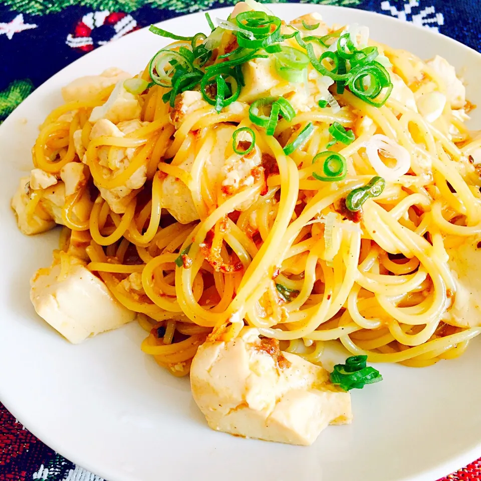 麻婆豆腐をアレンジ！味噌と醤油で和風パスタ|きしめい⋈*.。さん