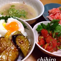 🍀ひろ🍀ちゃんのなすびスタミナ丼の晩御飯💕