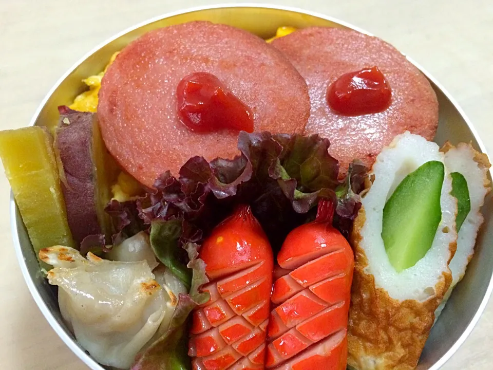 Snapdishの料理写真:今日の男子弁当 丸弁 焼きハム弁当だよぉ〜♬|Booパパさん