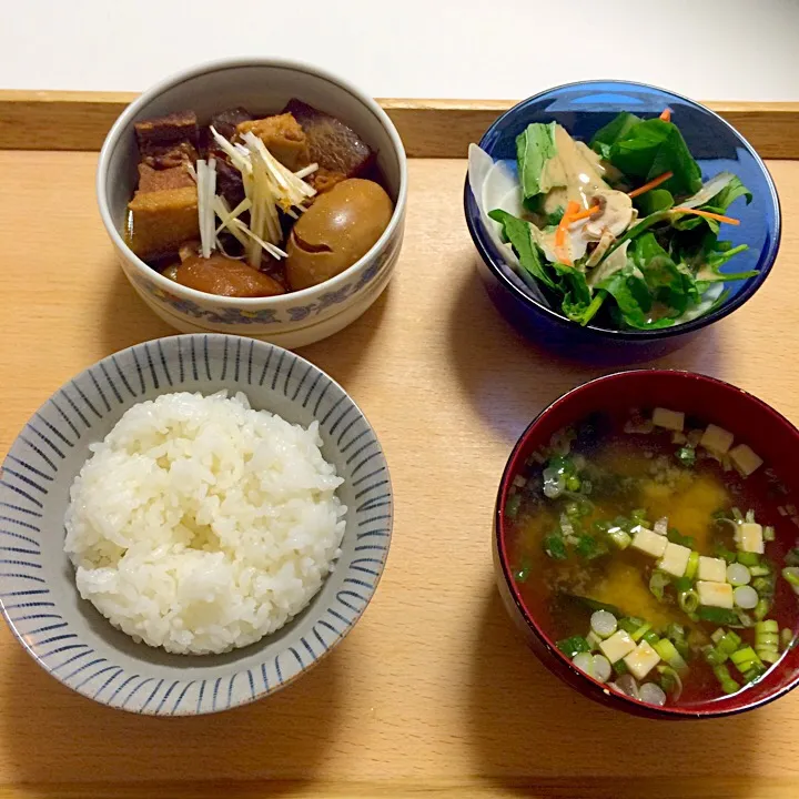 豚の角煮、ほうれん草とマッシュルームカブのサラダ|Yuki Kamogawaさん