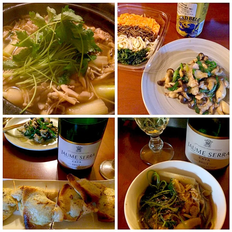 Today's Dinner🍴Buckwheat Noodles Chicken&Various mushrooms♨鶏肉ときのこたっぷり蕎麦･ｼﾏﾁｮｰ炒めと納豆の揚げ包み焼き|🌈Ami🍻さん