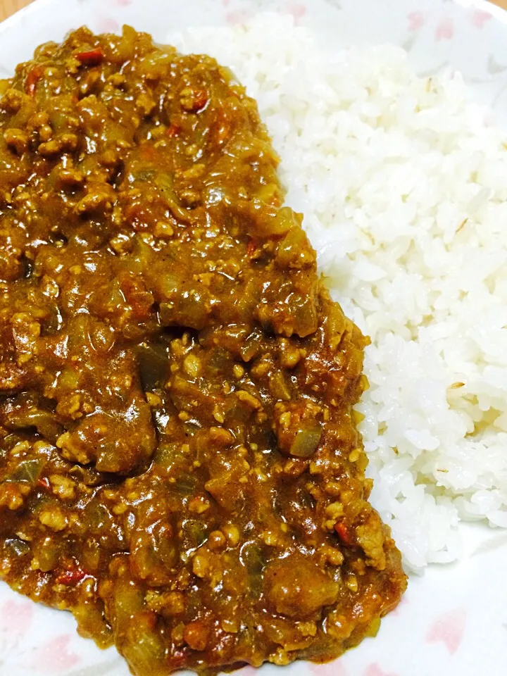 ドライキーマカレー (押し麦ご飯)|あすかさん