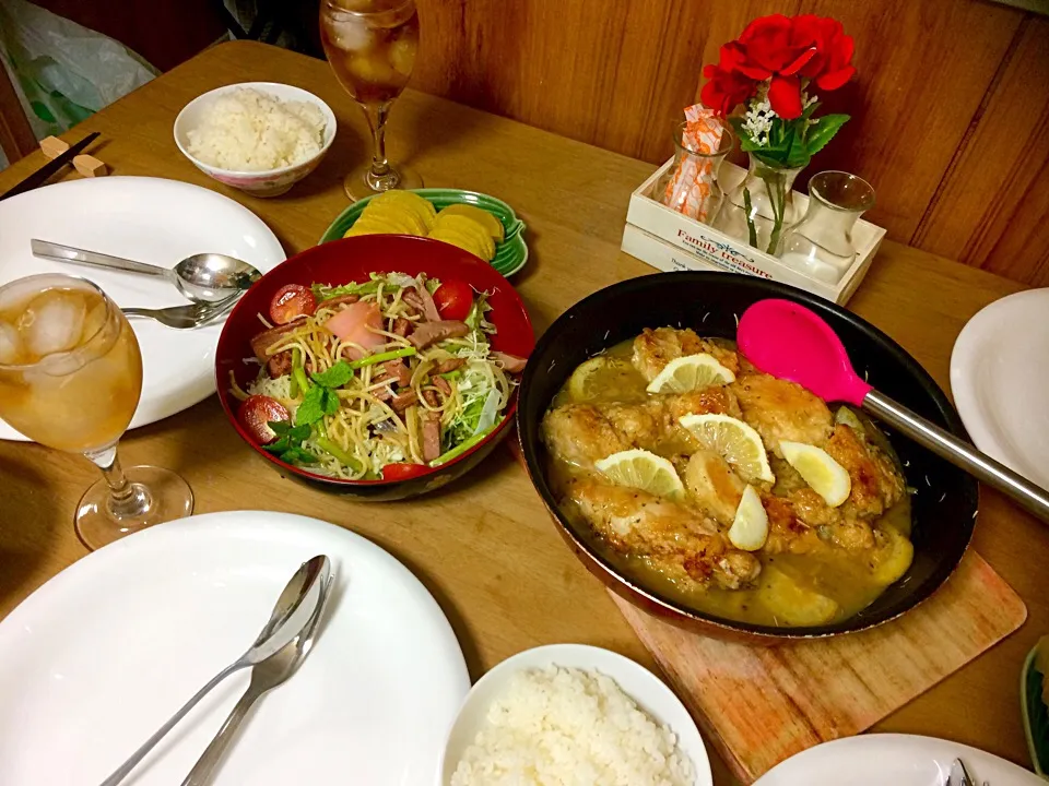 "Chicken Picatta" Quick n easy dinner for home girls tired going to go grocery what's in the ref that's it lets dig in ~~~|Babyluv Cabrera Ocampoさん