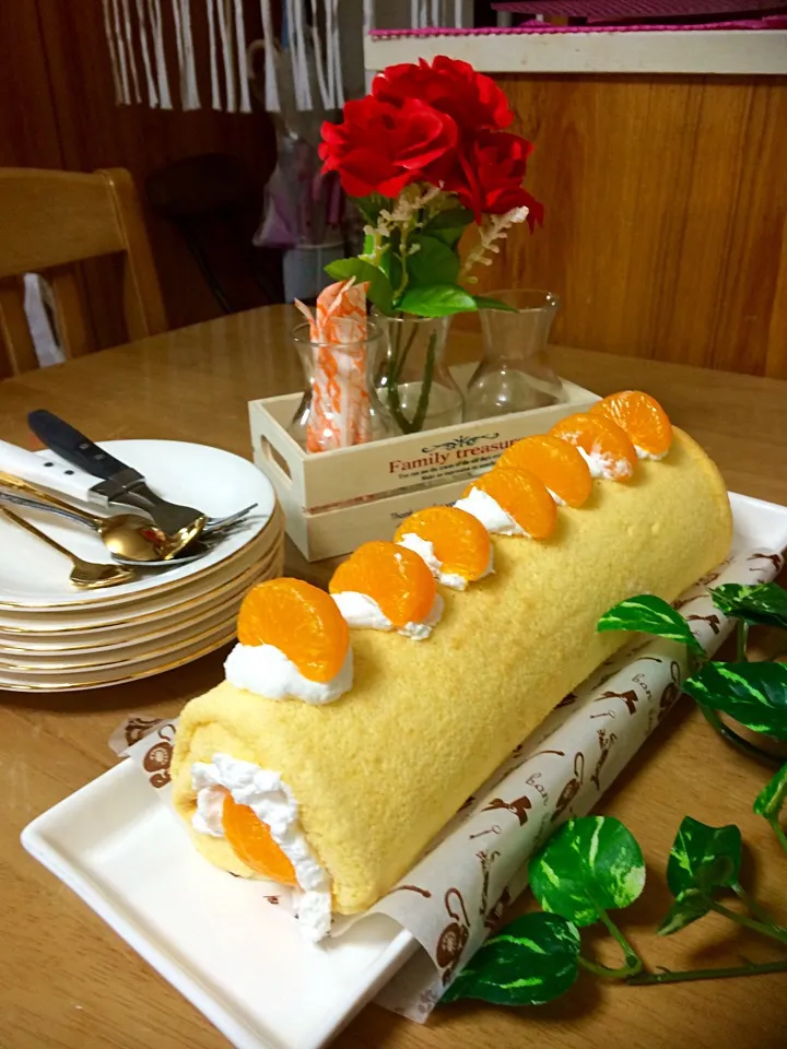 Dessert for tonight "Orange Mandarin Roll cake" bon Appetit|Babyluv Cabrera Ocampoさん