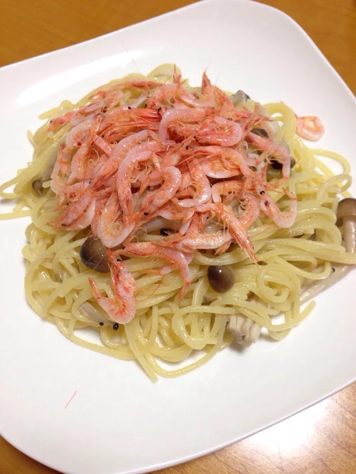 わさび漬パスタon桜エビで静岡満載|きんぐさん