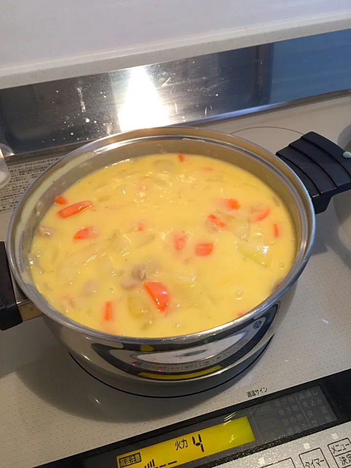 お鍋たっぷり！クリームシチュー|☆光るさん